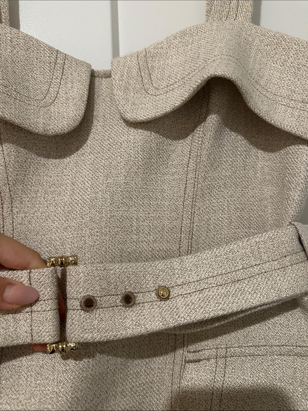 Acler Cream Tweed Belted Mini Dress - Picture 4 of 4